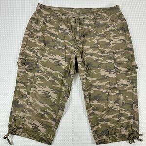 Camo Cargo Capri Pants Drawstring Waist Cropped Joggers Womens Size 8W